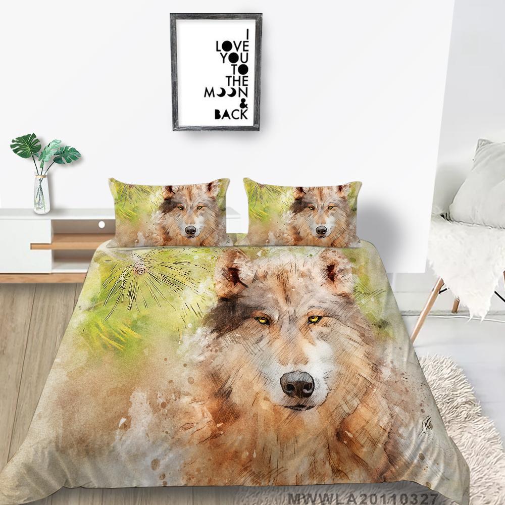 2023 New Style Unique Design Bedding Cover Suit Fashionable Decorative Wolf Printed Home Textiles Queen King Size Bedding