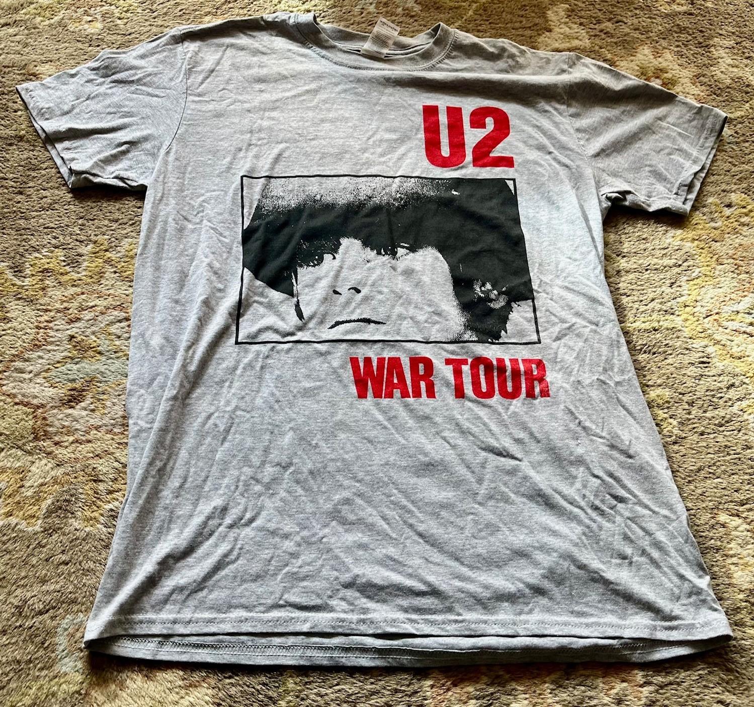 Excellent Vintage 1983 Rock Music Gray T-Shirt U2  War Tour  Size: L XXL