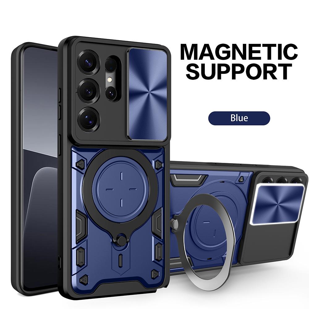 Magnetic Stand Funda for Samsung Galaxy S26 Ultra S25 Plus S24 FE S23 Case Slide Camera Full Protection Back Cover Capa