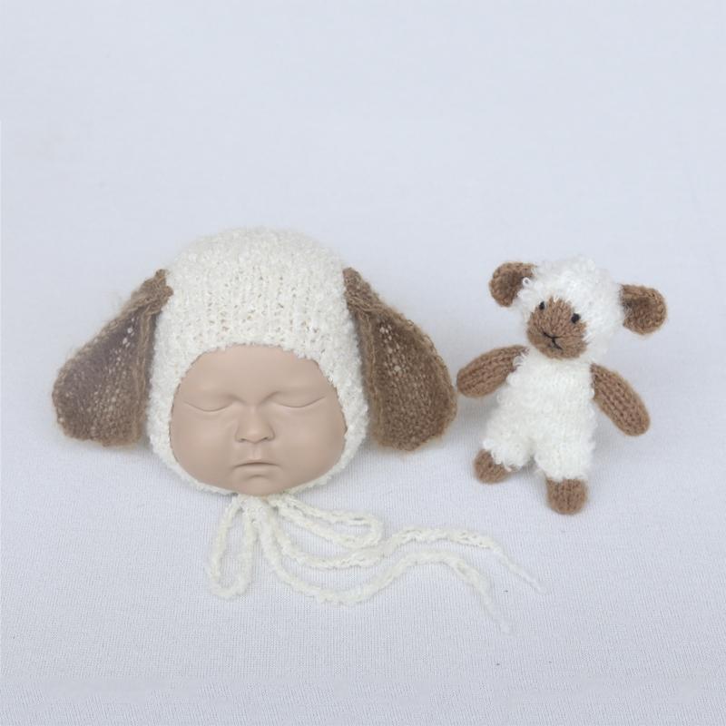 Hand Knitted Crochet Angora Wool Baby Elf Hat Newborn Coming Home Bonnet Beanie for Photography Props