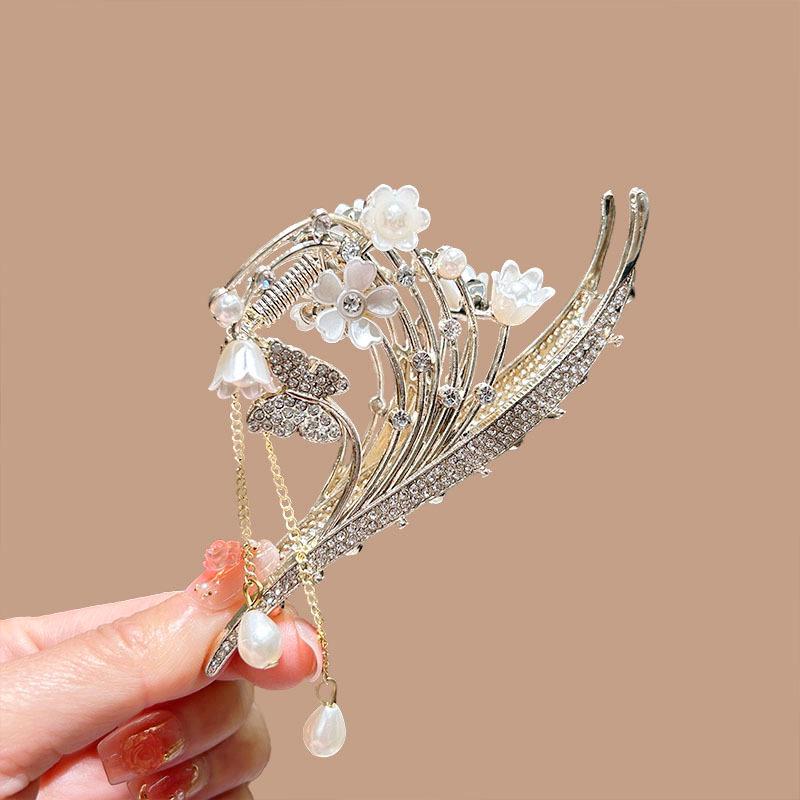 Lily of the Valley Floral Tassel Hair Claw - Ancient Style Women's Accessory
