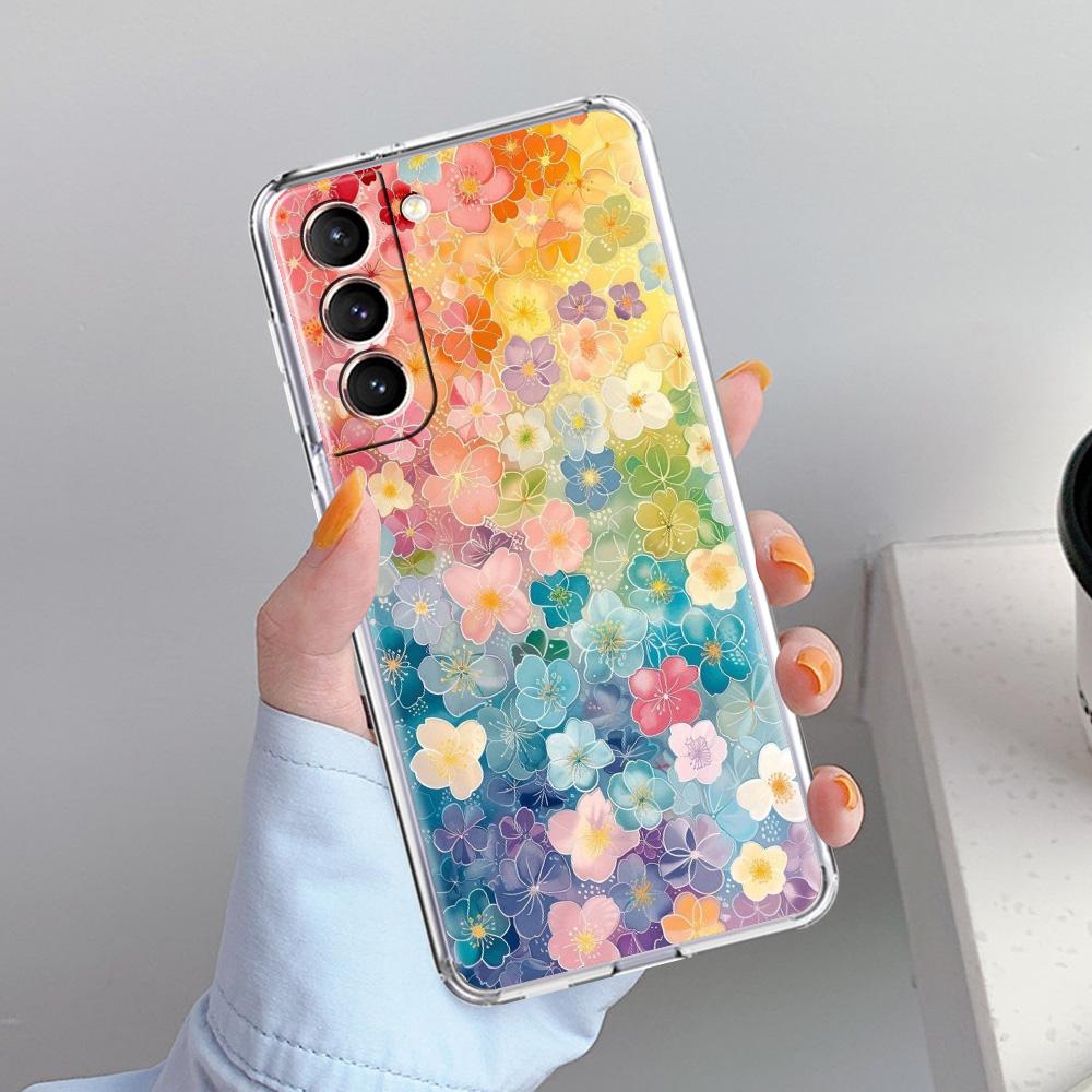 Phone Case For Samsung Galaxy S26 S25 S24 S23 S22 Ultra S20 S21 FE 5G Plus Soft Clear Cover Summer Colorful Flower