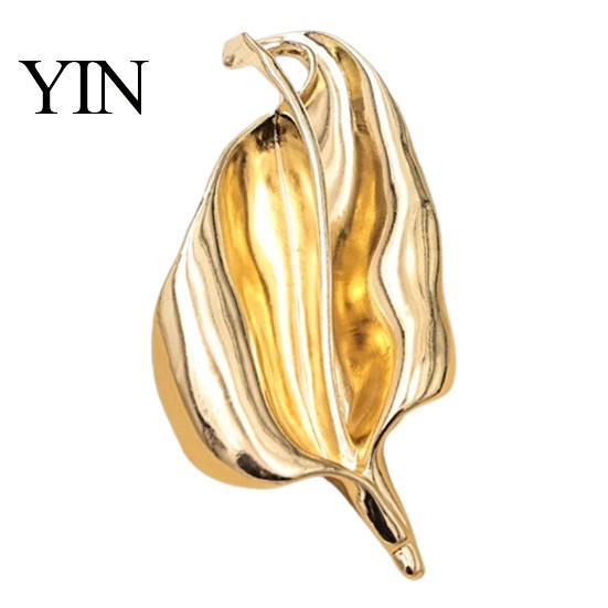 Clothing Brooch Irregular Leaf Alloy Pin, Silver Golden Plated Leaves Lightweight Metal Pin Lapel Jewelry Accessory for Women Men Shirt