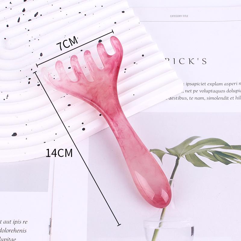 Natural Resin Antler Massage Comb with Six-Claw Design for Acupoint Gua Sha and Head Massage