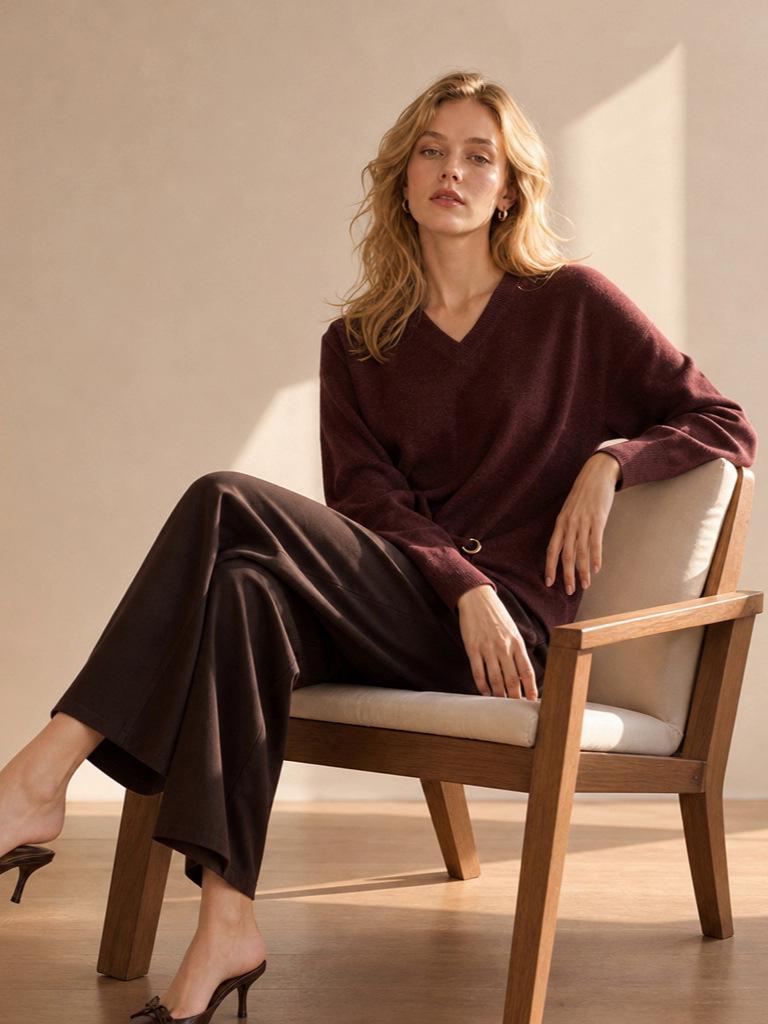 Yuehe 2026 Women's Versatile High-End Fashion Sweater with Stylish Metal Accessories