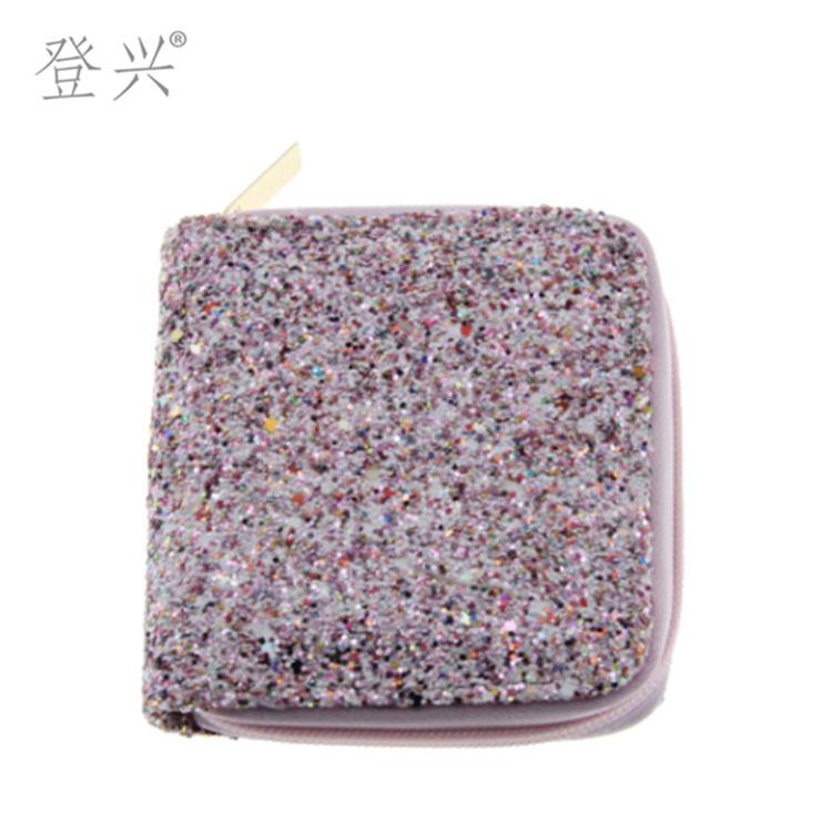 

New sequined laser PU short wallet, student cartoon children s bag D system