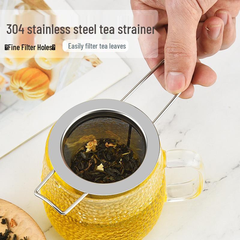 304 Stainless Steel Tea Strainer & Infuser with Silicone Lid - Tea Set Accessory.