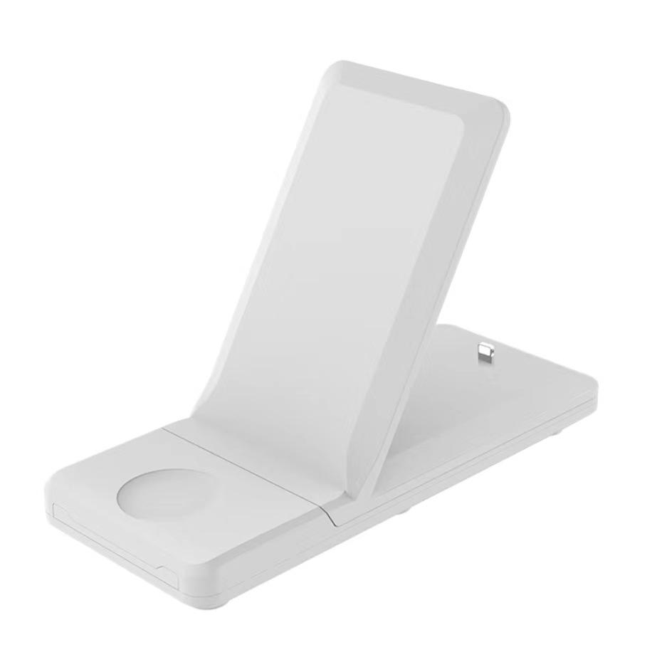 

3-in-1 Wireless Charger Stand for Apple Devices: Phones, Watches, and Earbuds білий