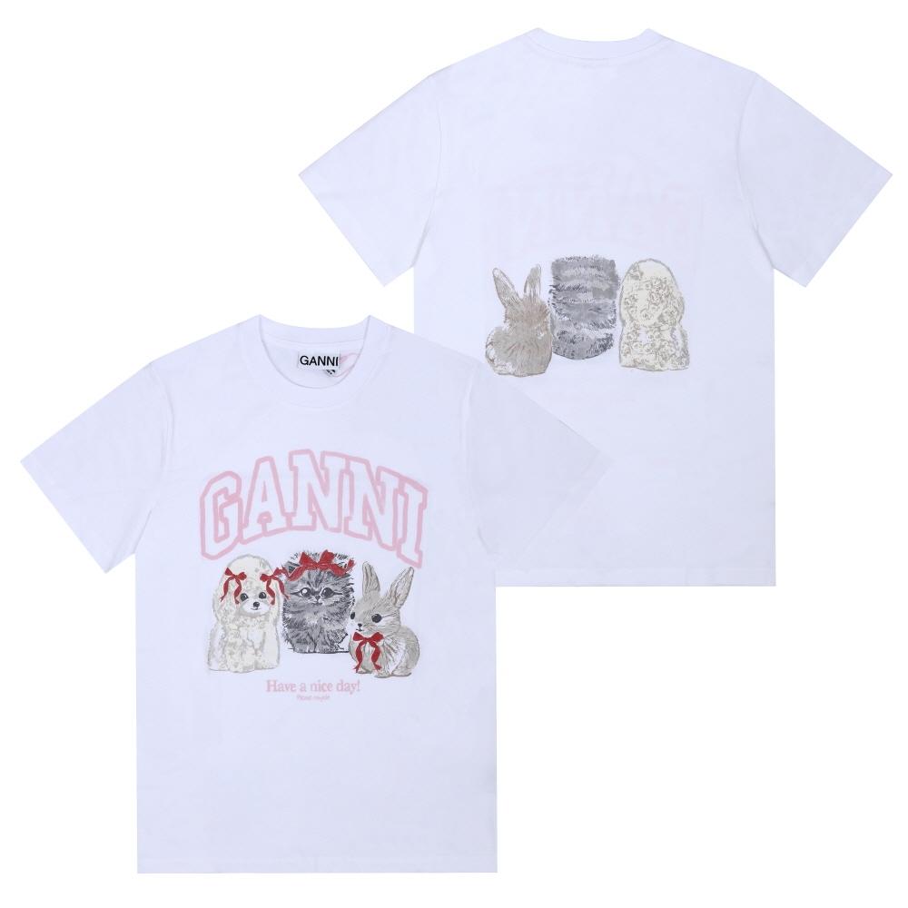 Ganni CuTe Animal Logo Women S T ShirT A1050029 151 A1050029 151 (XS)