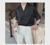 Stylish Men's Korean Short-Sleeved Luxury Drape Suit Collar Shirt for Hair Stylists
