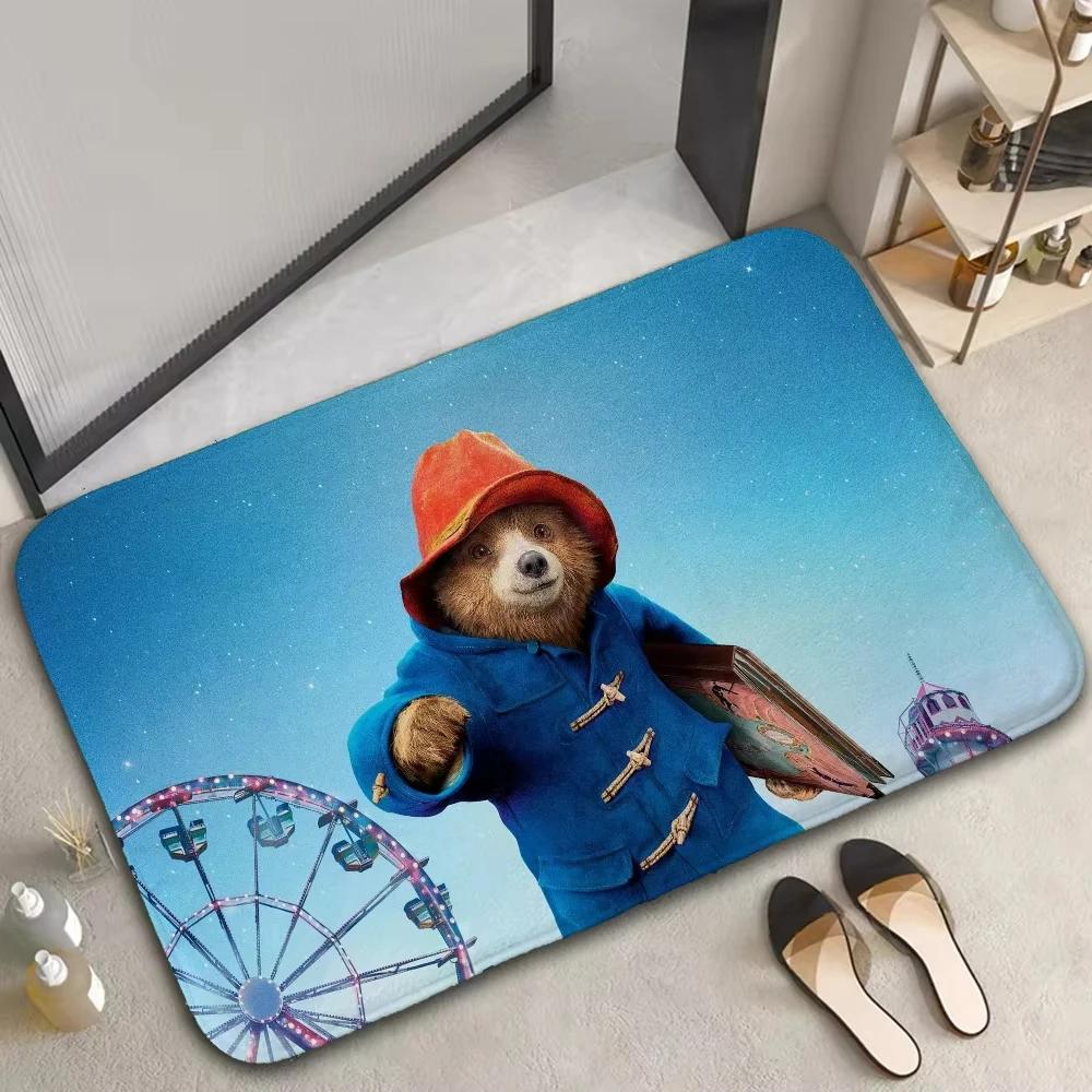 Home Decor Cute P-Paddington Bear Doormat Cartoon Carpet for Bedroom Bedside Soft Carpets Living Room Anti-slip Rugs Foot Mat