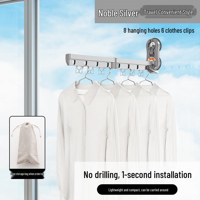 No-Drill Wall-Mounted Foldable Clothes Drying Rack