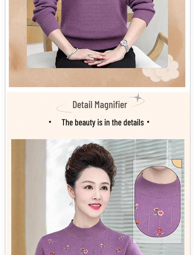 Mom's Winter Velvet One-Piece: Stylish Thickened Sweater with Warm Inner Layer for Middle-Aged & Elderly Women