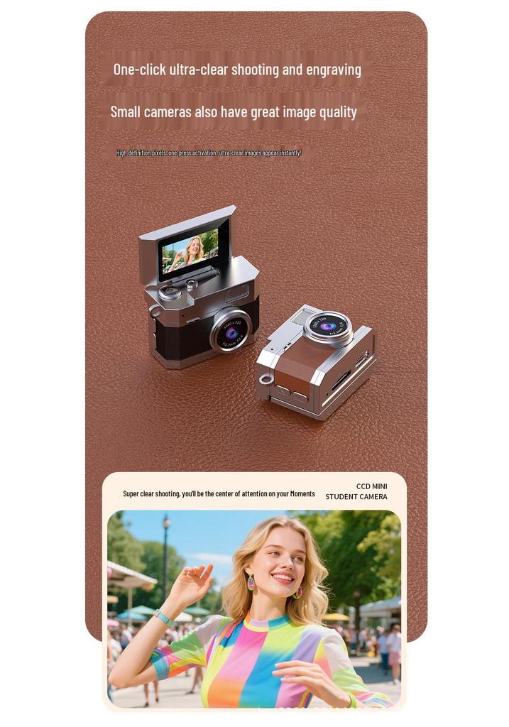 Retro Mini Flip Screen Dual Camera – Portable Entry-Level Student Pendant Camera