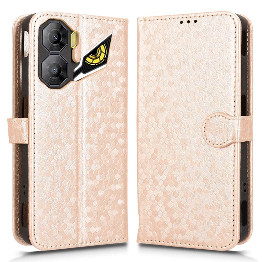 For ZTE Nubia Neo 3 5G Wallet Case Dot Pattern Imprint PU Leather Phone Cover with Wrist Strap