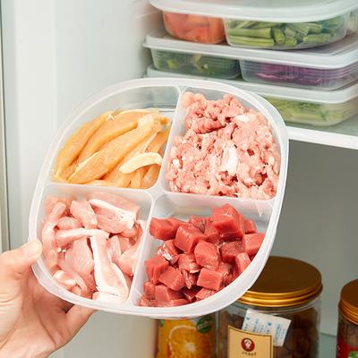 Japanische Vierfach-Verpackungsbox, Kühlschrank Gefrierfach Frischhaltebox, Zwiebeln, Ingwer, Knoblauch, Transparente Aufbewahrungsbox mit Deckel