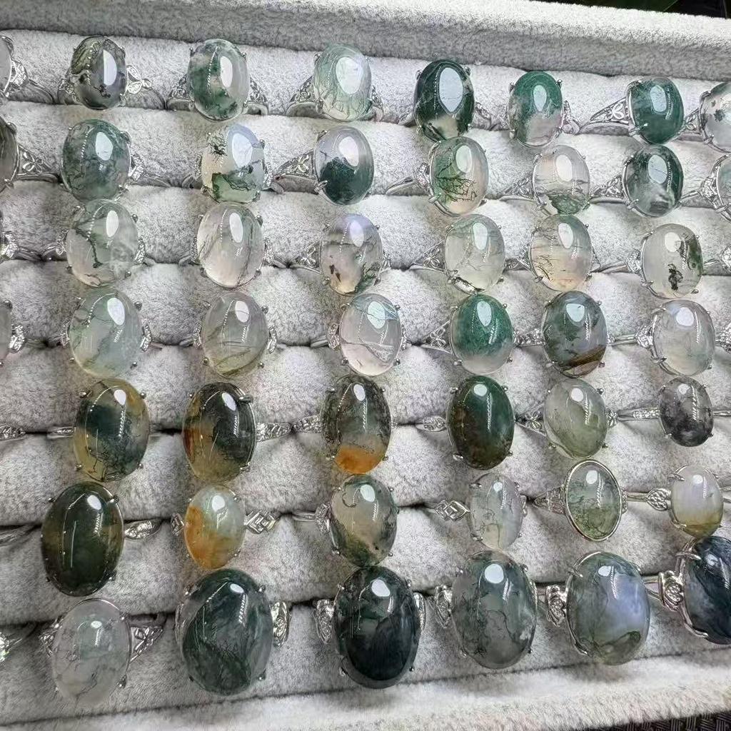 Natürlicher Moosachat-Ring mit einzigartiger Textur - Heiß verkaufender Kristall-Literatur-Schmuck