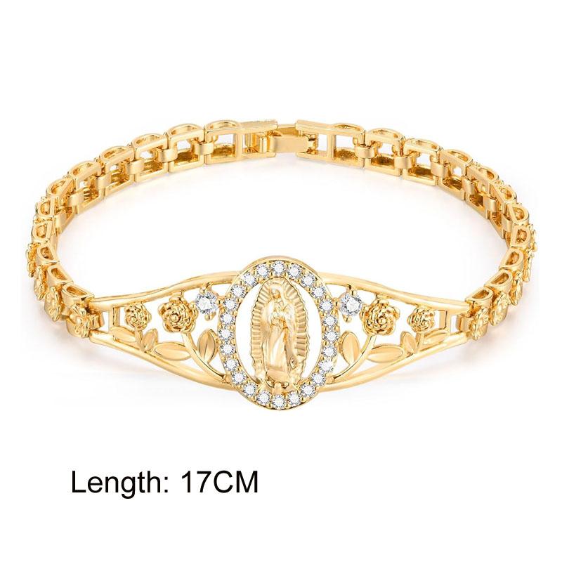 Edelstahl Jungfrau Maria St. Benedikt Kreuz Armband, Perlenkette Armband Damen Religiöser Schmuck