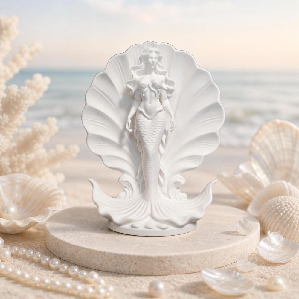 3D Printed Mermaid In Shell Statue Ornaments Desktop Decoration Mermaid Figurine Office