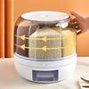 Food Grain Storage Container 6 Grid Rice Dispenser Rotatable Sealed Grain Food Storage Box Large