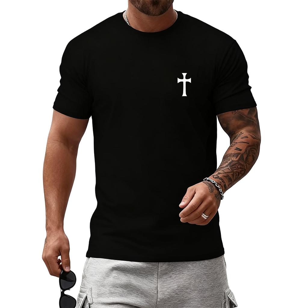Jesus Cross T-Shirt Christ God Faith Christian Cross Shirt Casual Crew Neck Short Sleeve Graphic Tee Tops for Men Women