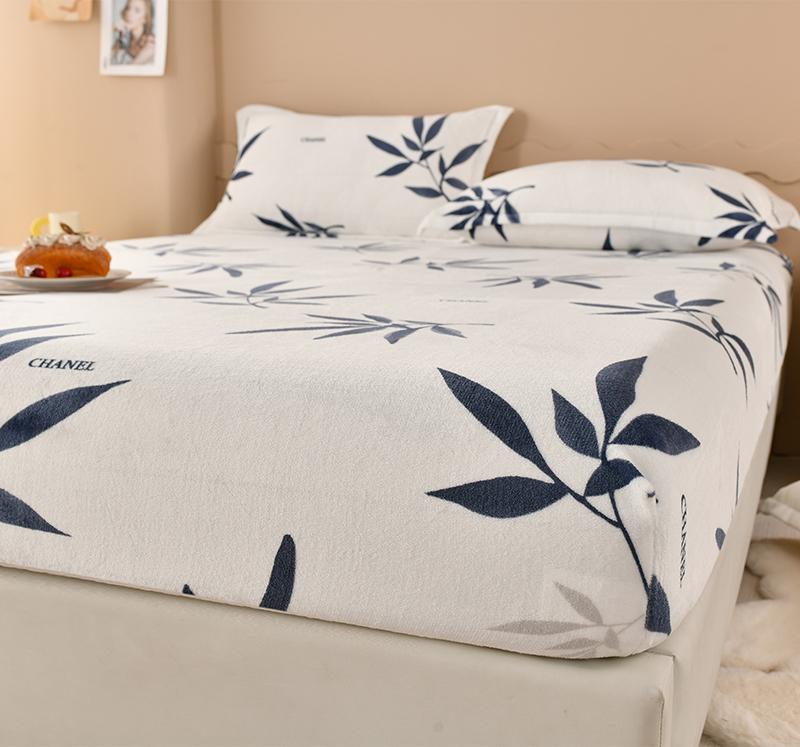 Winter Warm Fitted Sheet Stars Pinted Flannel Fleece Bed Sheet for Double Bed Queen/King Size All-inclusive Mattress Cover180
