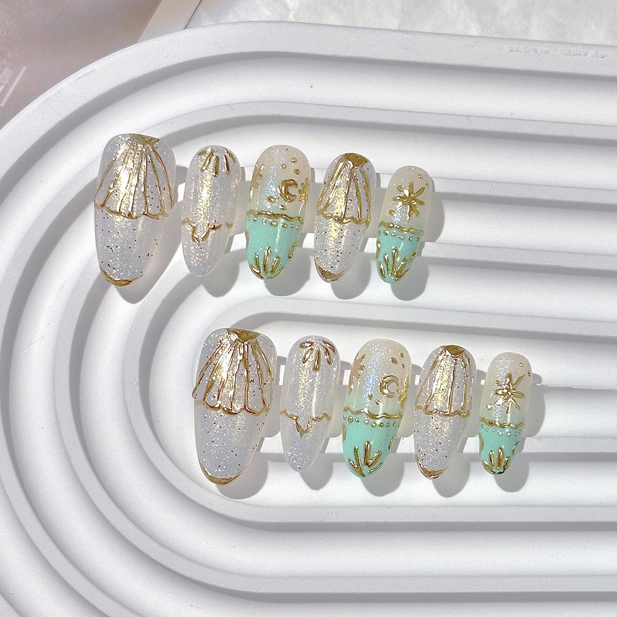 

Handcrafted Wearable Medium Oval False Nails - High Quality, Purely Handmade, Boutique Whitening Manicure Patches