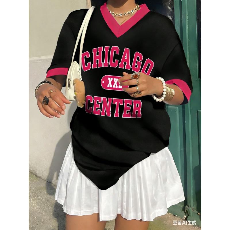New American California No. 23 Digital Printed Streetwear T-Shirt Fashionable Contrasting Color Sports Tee Women'S Casual Top