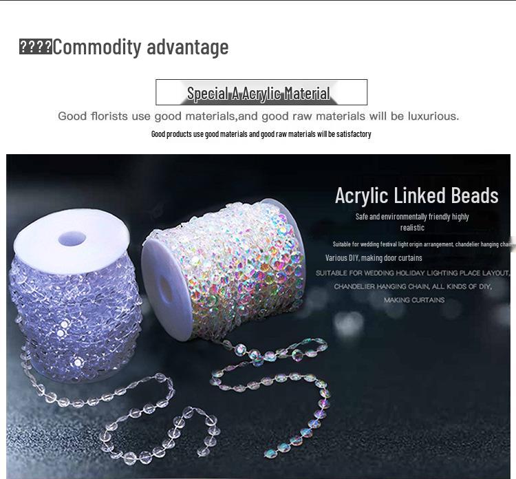 11mm UFO Acrylic Bead Chain for Wedding Aisle Runners & Ceiling Decorations