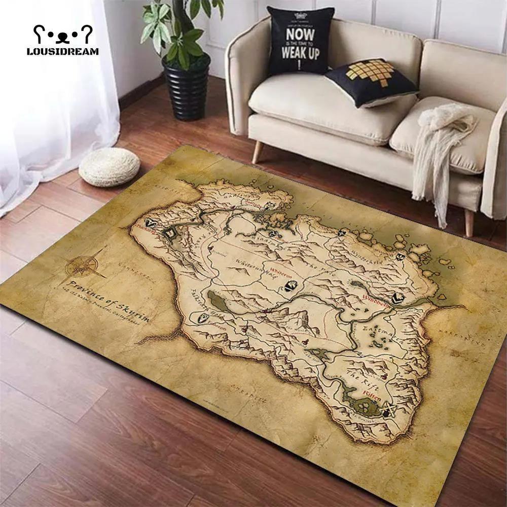 3D Middle Earth Map Large Carpet Rug for Home Living Room Bedroom Sofa Doormat Decor Vintage Fantasy Floor Mat for Library Study