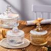 European Glass Bowl Jewelry Box: Crystal Demagnetization Purification Jar with Omamori Salt and Lid