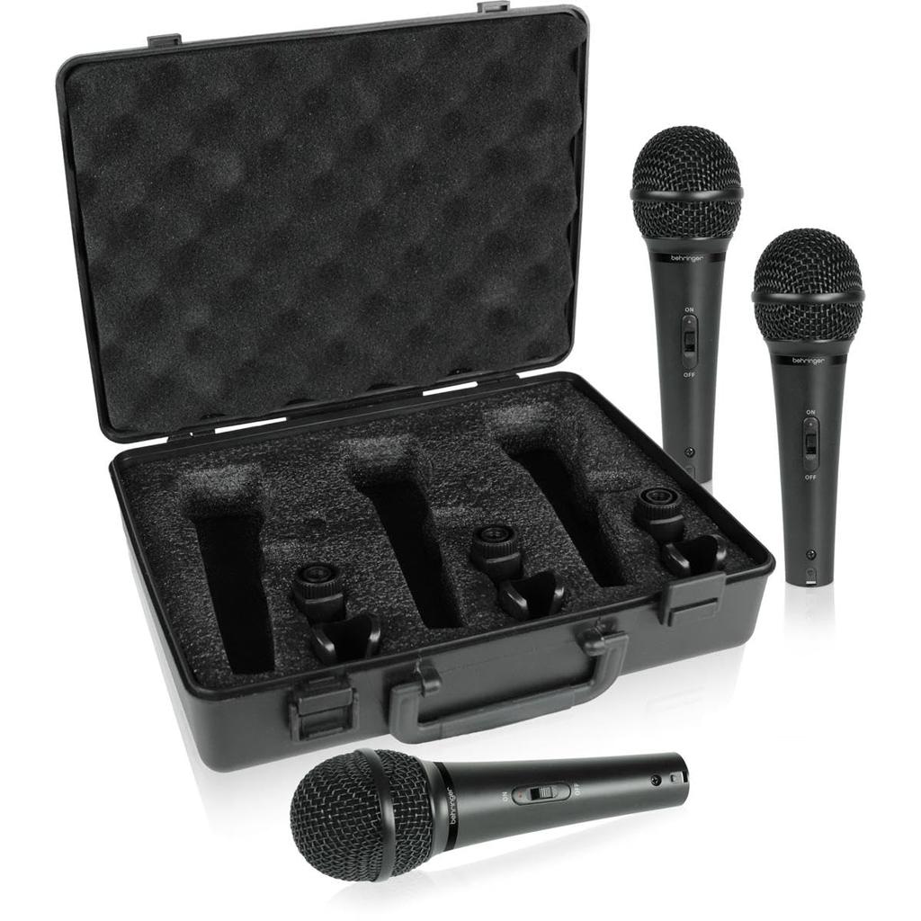 Behringer XM1800S Dynamische Mikrofone (3er Set) mit Tragetasche und Ein-/Ausschalter, Schwarz