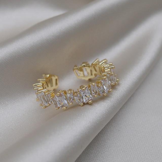 14K Prawdziwe Złocenie Korea Nowa Moda Biżuteria Wykwintne Zielone Cyrkonowe Pszenica Ucho Liść Pierścienie Eleganckie Damskie Otwarte Pierścienie Imprezowe