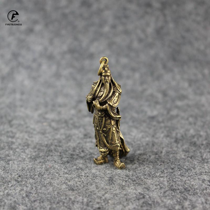 Copper Guan Gong Small Statue Ornaments Home Decoration Accesories Chinese God of Wealth Feng Shui Figurines Key Chains Pendants
