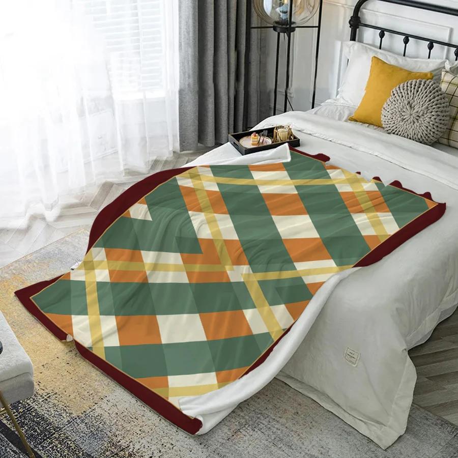 Merry Christmas Snowflakes Microfiber Flannel Cover Blanket Bedroom Living Room Sofa Soft And Comfortable Home Decoration
