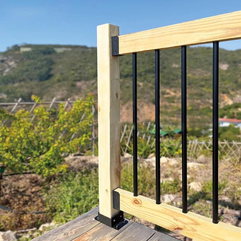 4Pcs Deck Railing Bracket Connector Stair Fence Rail Brackets Deck Hardware for Enhances Stability and Safety Enduring