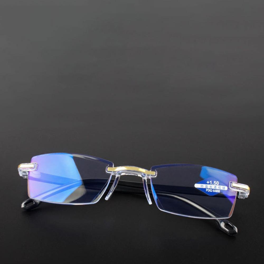 Frameless Presbyopia Eyeglasses Ultralight Anti-blue Light Glasses Men's Reading Glasses  Elder