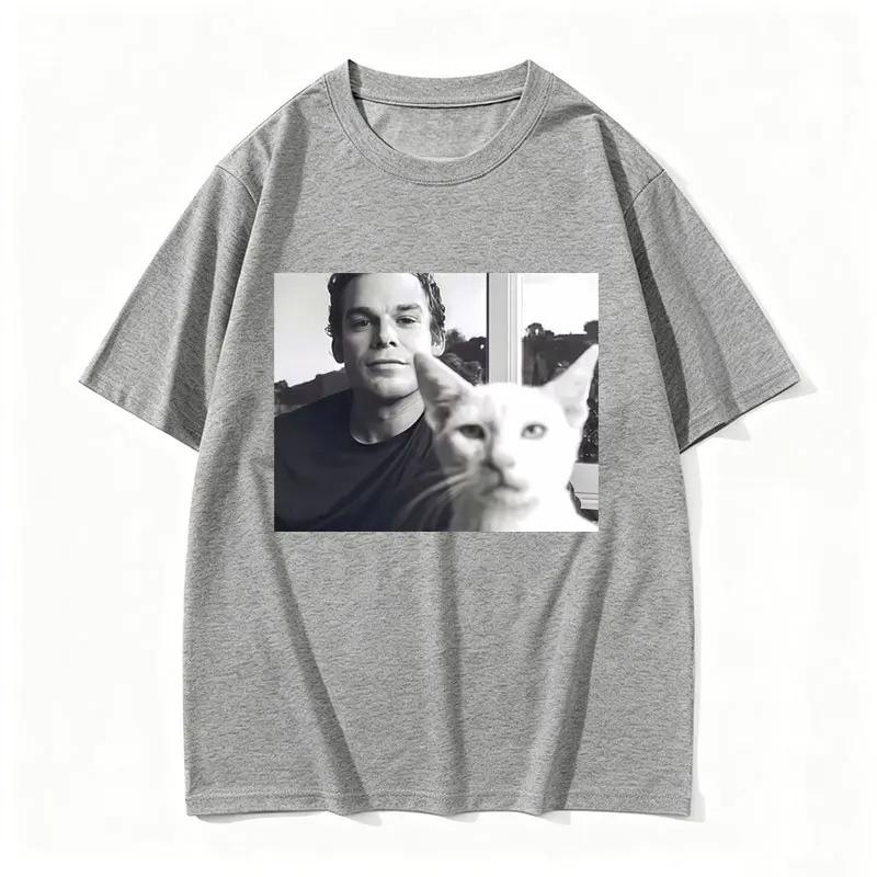Unisex Women Casual Humor T Shirts Hot Sale TV Play Dexter Morgan Funny Cat Meme Tshirt Male Vintage Cotton Short Sleeve Tshirts