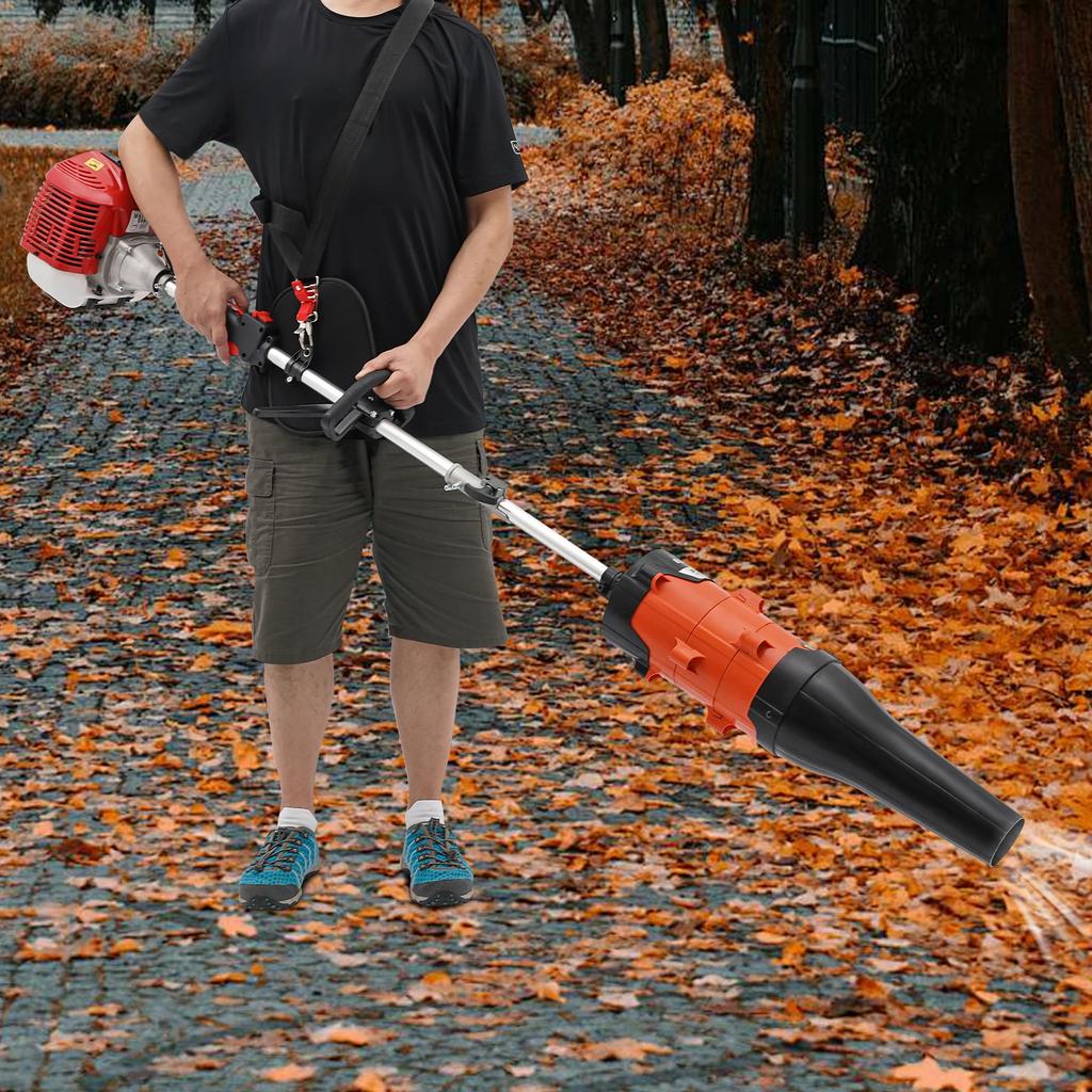 52CC Handheld Side-Mount Sweeper W/ Blower, 2-Stroke Gasoline Powered Lawn Broom, 1.7KW 8500RPM Manual Pull Start Cleaning Tool