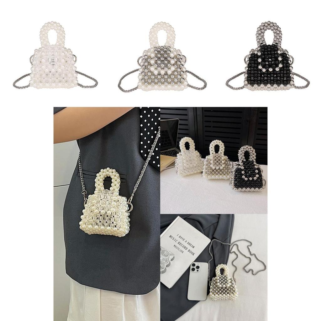 Mini Pvc Chain Bag For Women With Beaded Detailing And Urban Minimalist Style