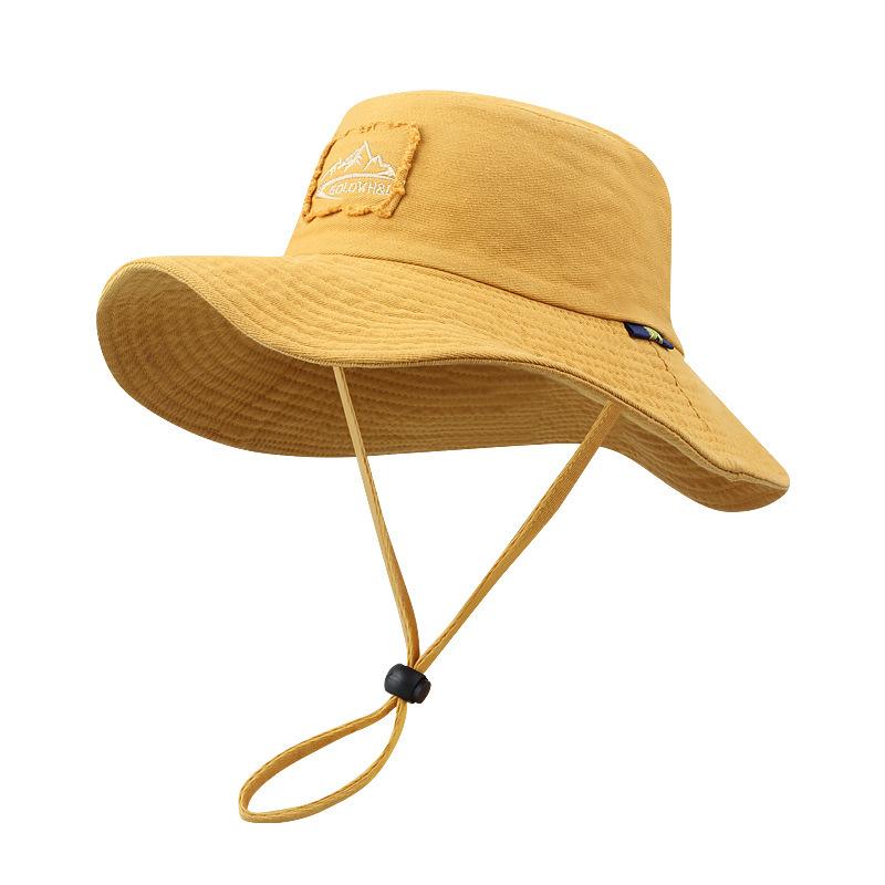 Japanese Outdoor Travel Mountaineering Sun Protection Hat Men and Women Summer Large Bridle Western Denim Sunshade Drawstring Fishing Fisherman Hat