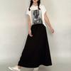 Mid-Length Beauty Print Hooded Tshirts Summer women's Modal Hoodies Casual Tee Tops short sleeves Solid color All match
