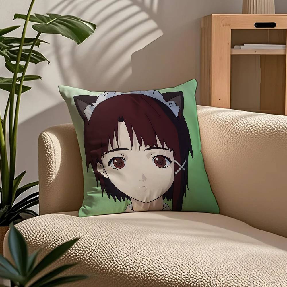 Anime E-Experiments L-Lain Pillow Case Comfort Sofa Bed Silky Elegant Invisible Zipper Custom Decorative Cushion Cover