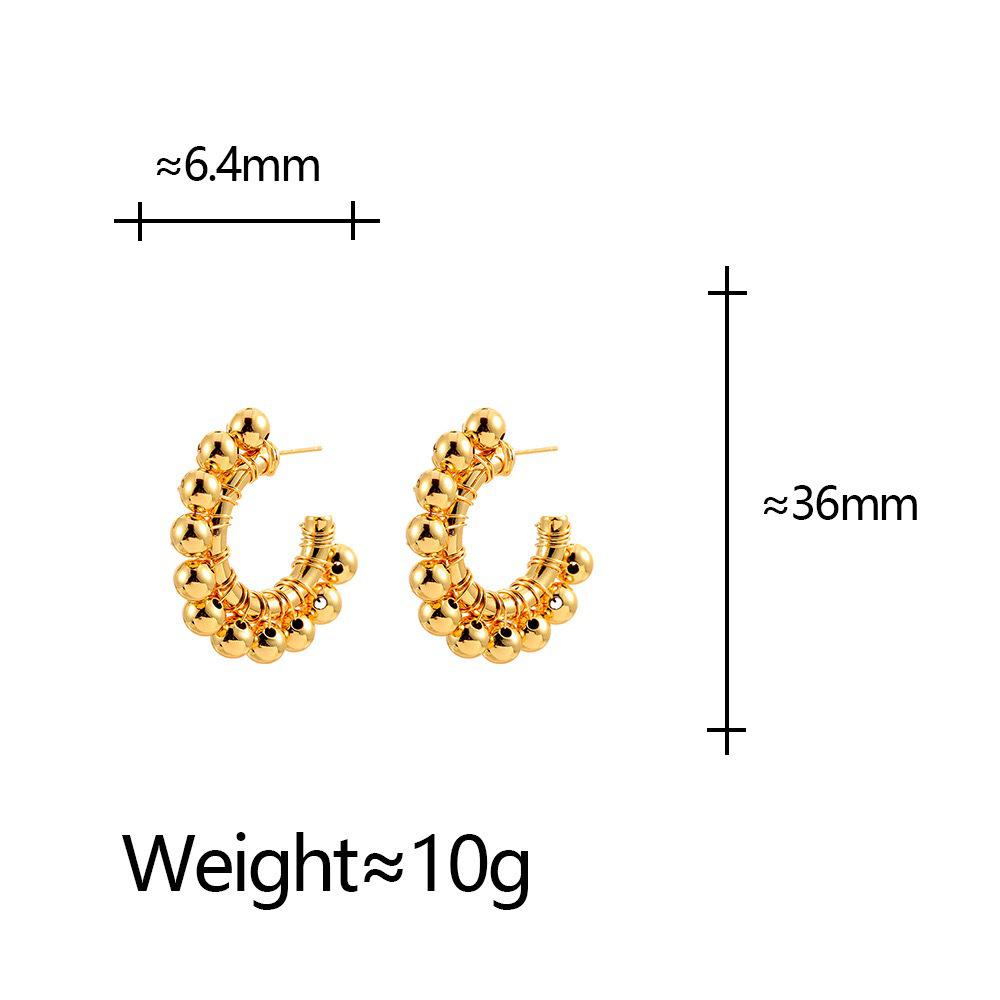 European and American Luxury Beaded C-Shape Earrings for Women - Elegant, Exquisite, Unique Design