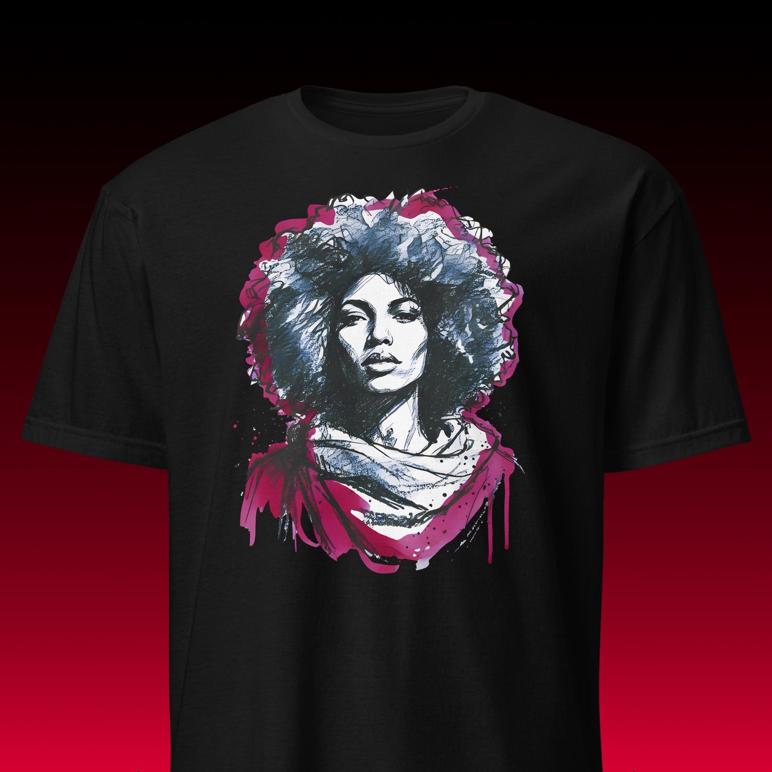 Afro Woman Graphic Tee, Sketch Art Portrait, Comfort Colors Vibe, Gift for Her, Natural Hair Shirt, Black Girl Magic Top, Artistic Clothing 4XL