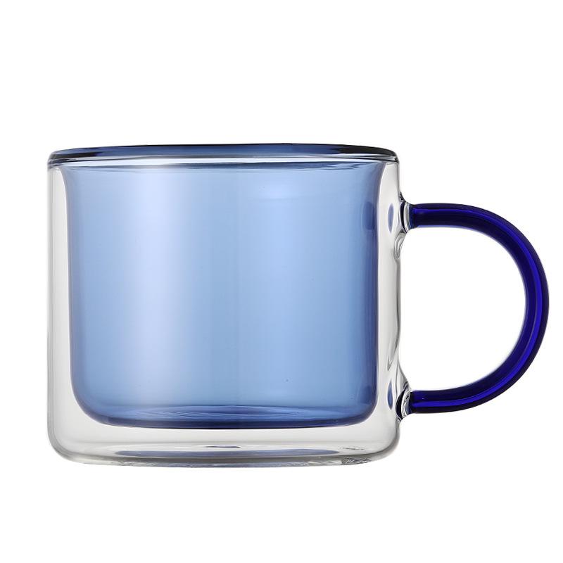 

Double-Layer Colored Glass Coffee/Tea Mug – High Borosilicate Round Cup 250ml синій