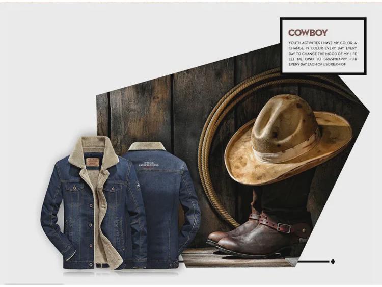 Men's American-Style Casual Denim Cotton Jacket with Plush Lining, Loose Fit, Thickened for Cold Weather.