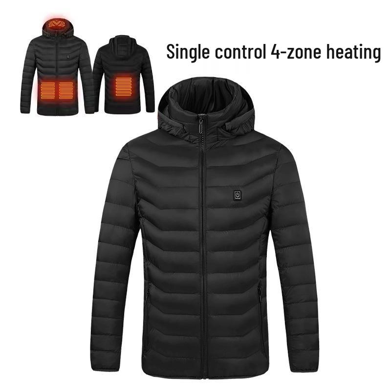 Men's Dual-Control USB Heated Cotton Coat with Nine-Zone Electric Heating