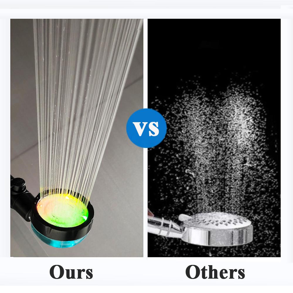 LED Digital Temperature Display Shower Head Temperature Control Colorful Fan High Pressure Rainfall Showerhead With Stop Button