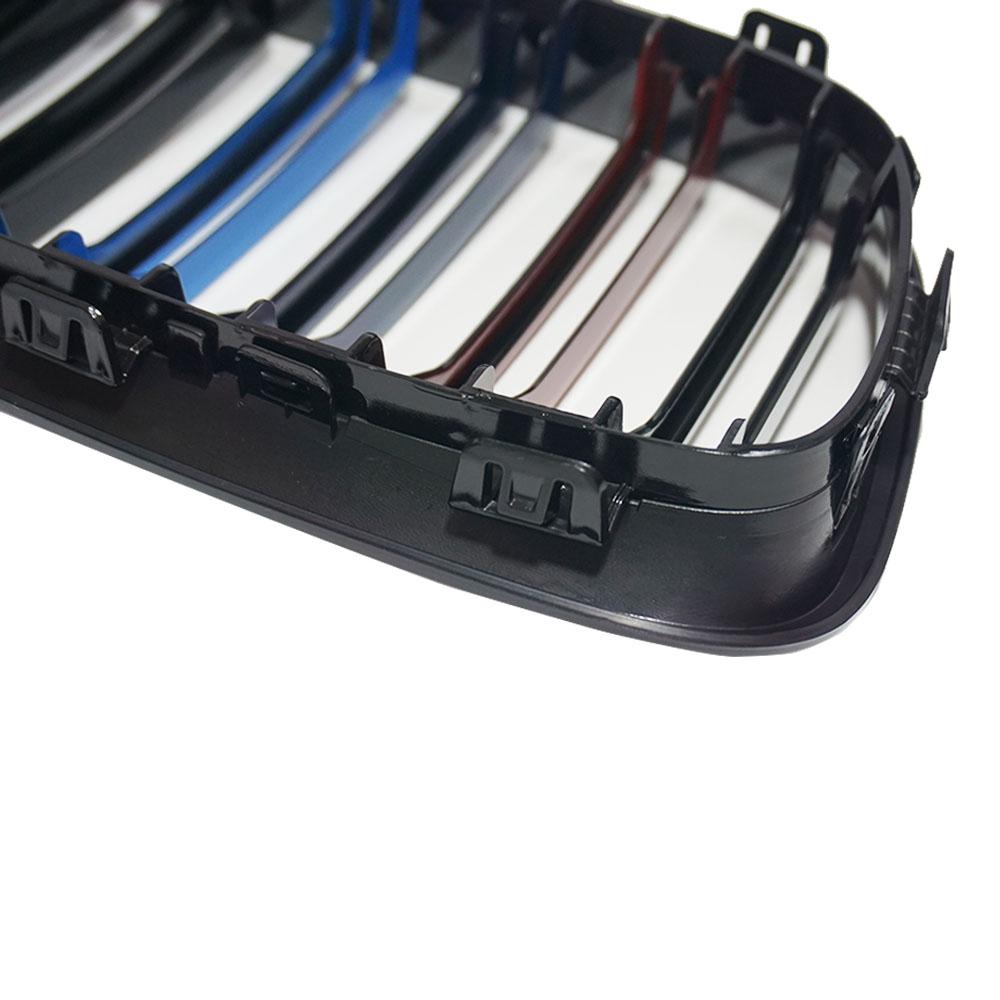 Thultra One Pair Front Kidney Grill Grille For Bmw F20 F21 1 Series 11-14 Glossy Black M Color Double Slat Racing Sport